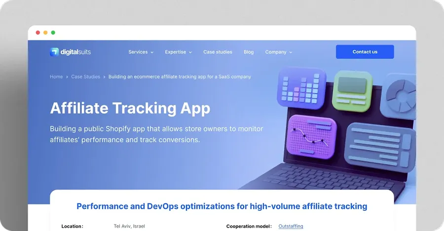 Affiliate Tracking App DigitalSuits' app case study