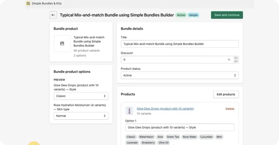 Typical mix-and-match bundle