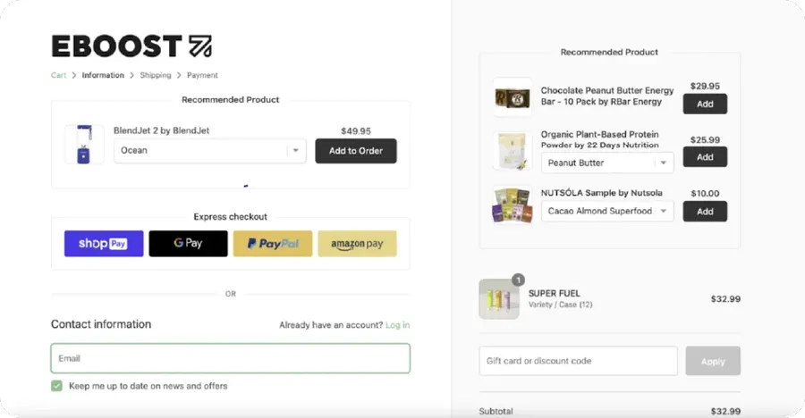 Display related products at checkout