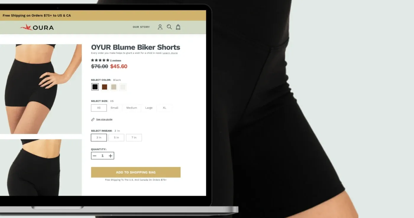 Headless Shopify website development for OURA