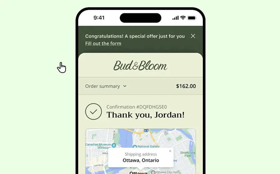 Announcement bar extensions for post-checkout pages