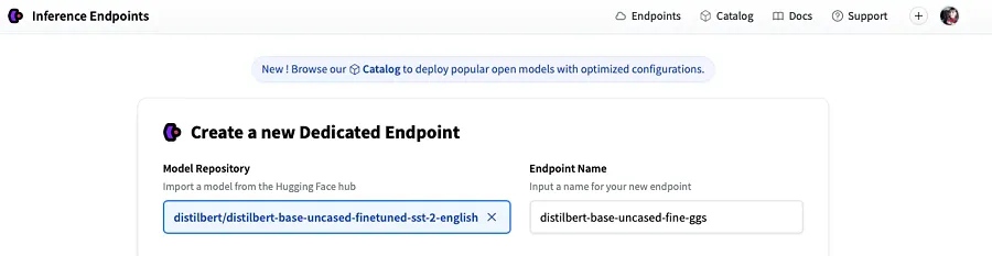 Enter the Hugging Face Repository ID and your preferred Endpoint name