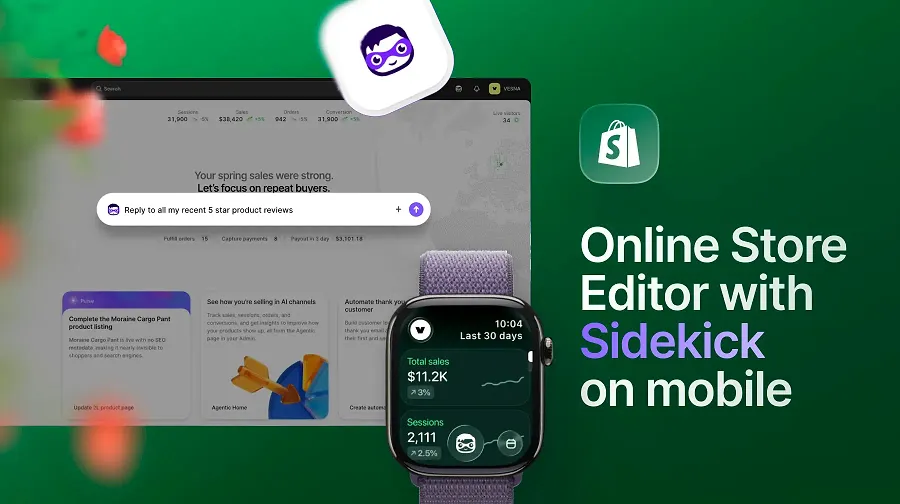 Sidekick AI in Shopify’s mobile editor Sidekick AI in Shopify’s mobile editor