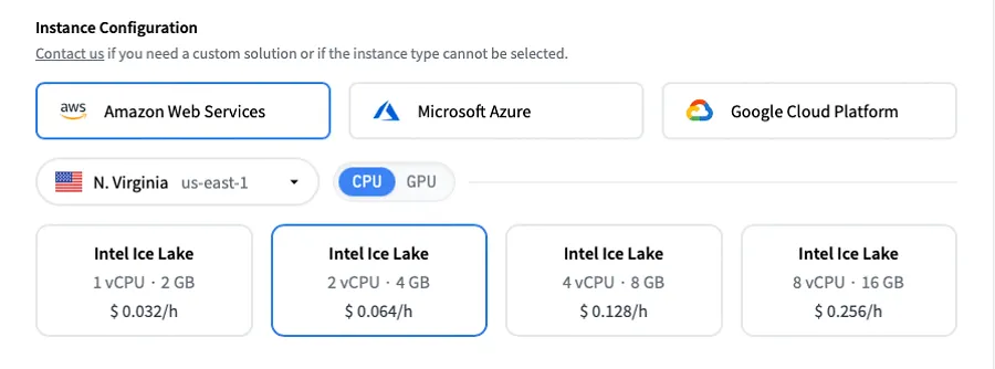Choose your Instance Configuration