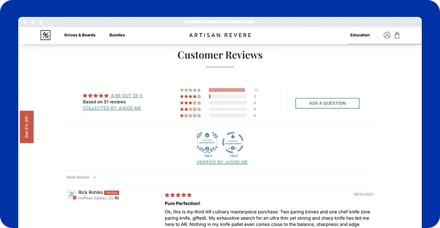 Product reviews