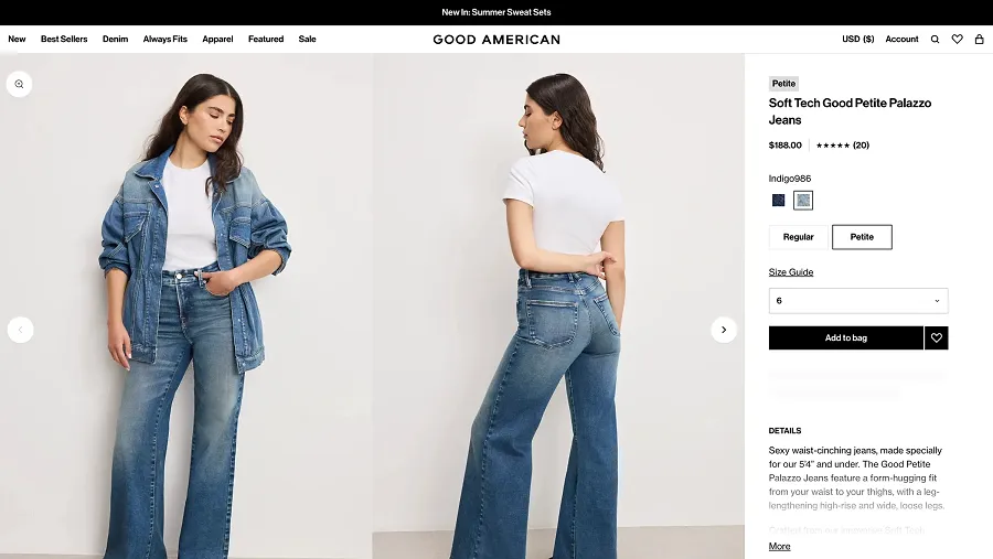 Good American Shopify Hydrogen product page