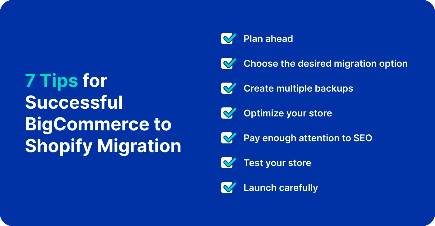 7 tips for successful BigCommerce to Shopify Migration