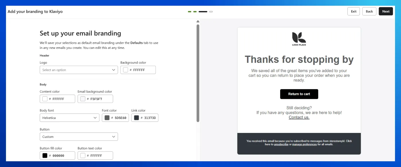 Add your branding to Klaviyo
