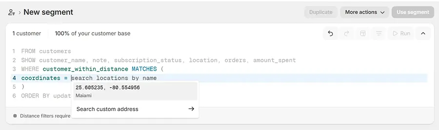 Adding address for a segment