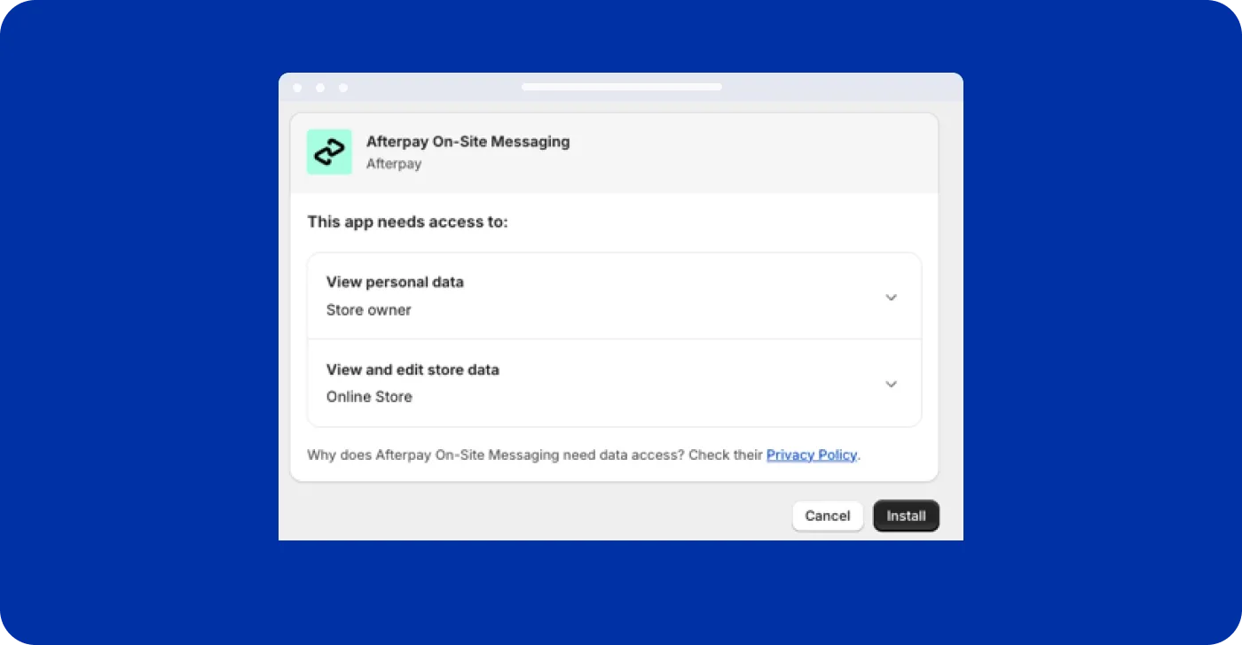 Afterpay to Shopify setup Afterpay to Shopify setup