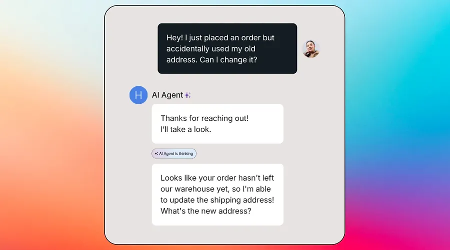An example of an AI agent's response in customer support An example of an AI agent's response in customer support