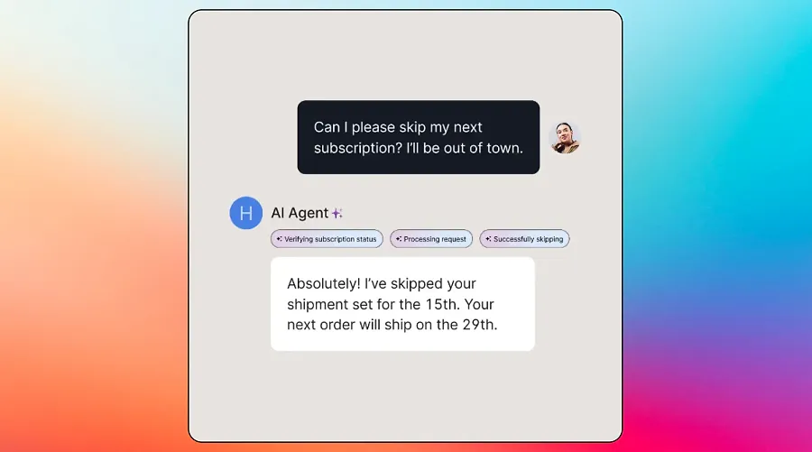 An example of handling issues by the Gorgias AI agent An example of handling issues by the Gorgias AI agent