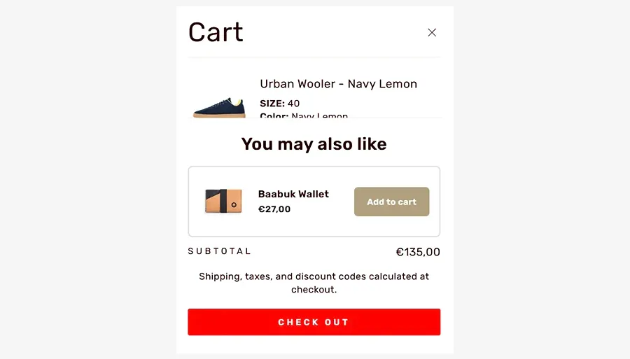 Baabuk Shopify store checkout notice example to increase conversions
