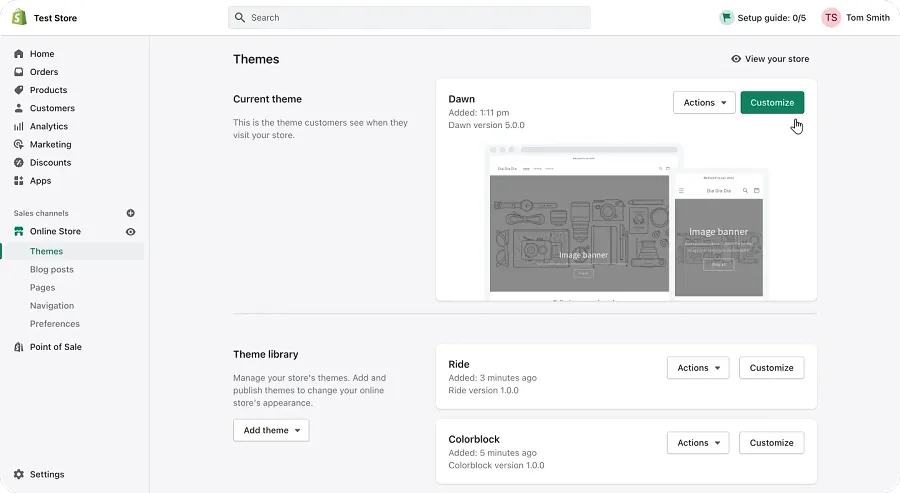 Built-in Shopify theme