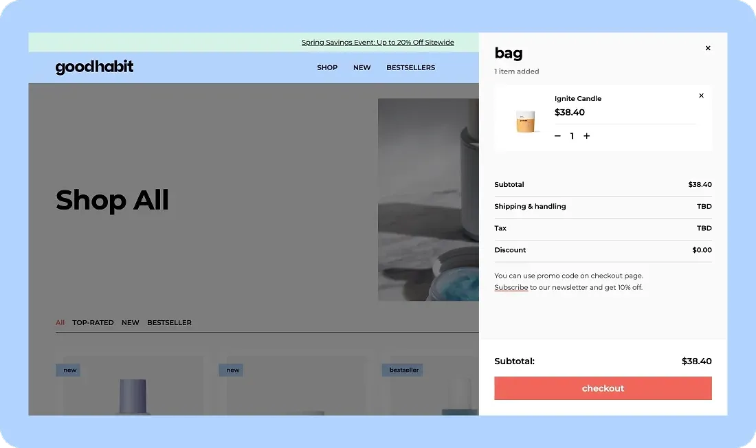 Cart and checkout
