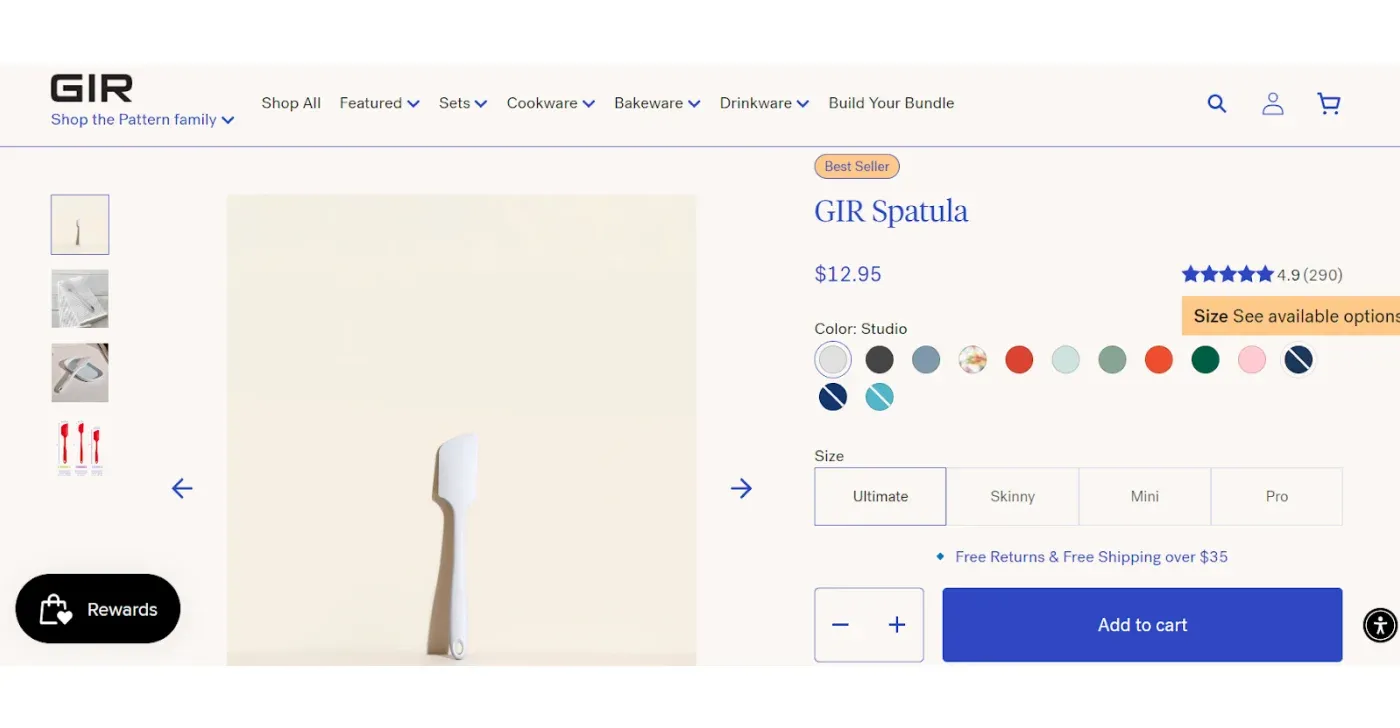 GIR Shopify product page GIR Shopify product page