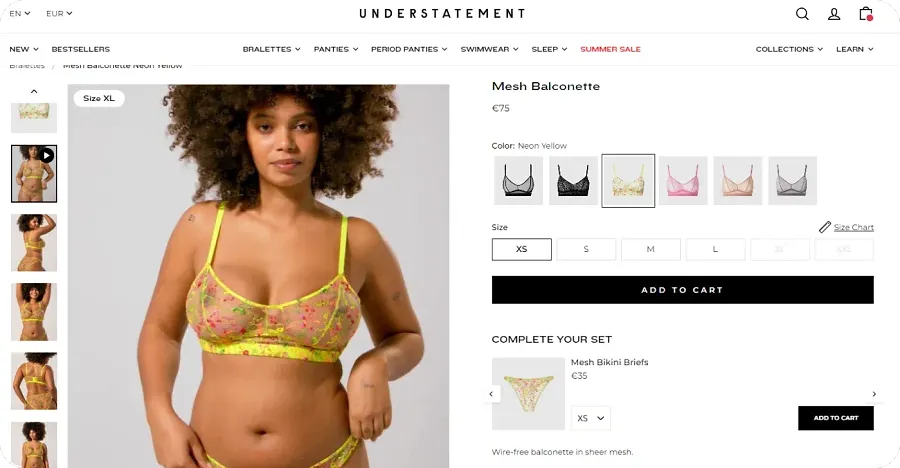 Understatement Shopify PDP