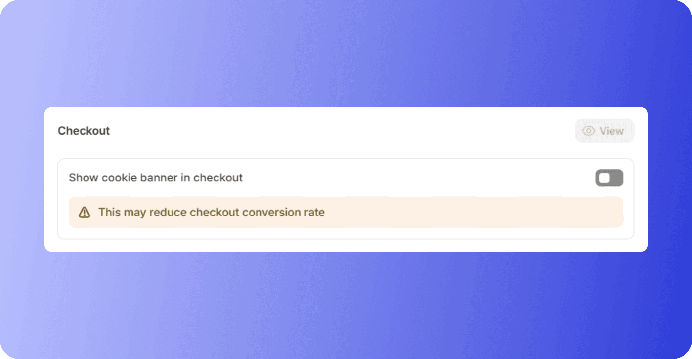 Cookie banner at checkout