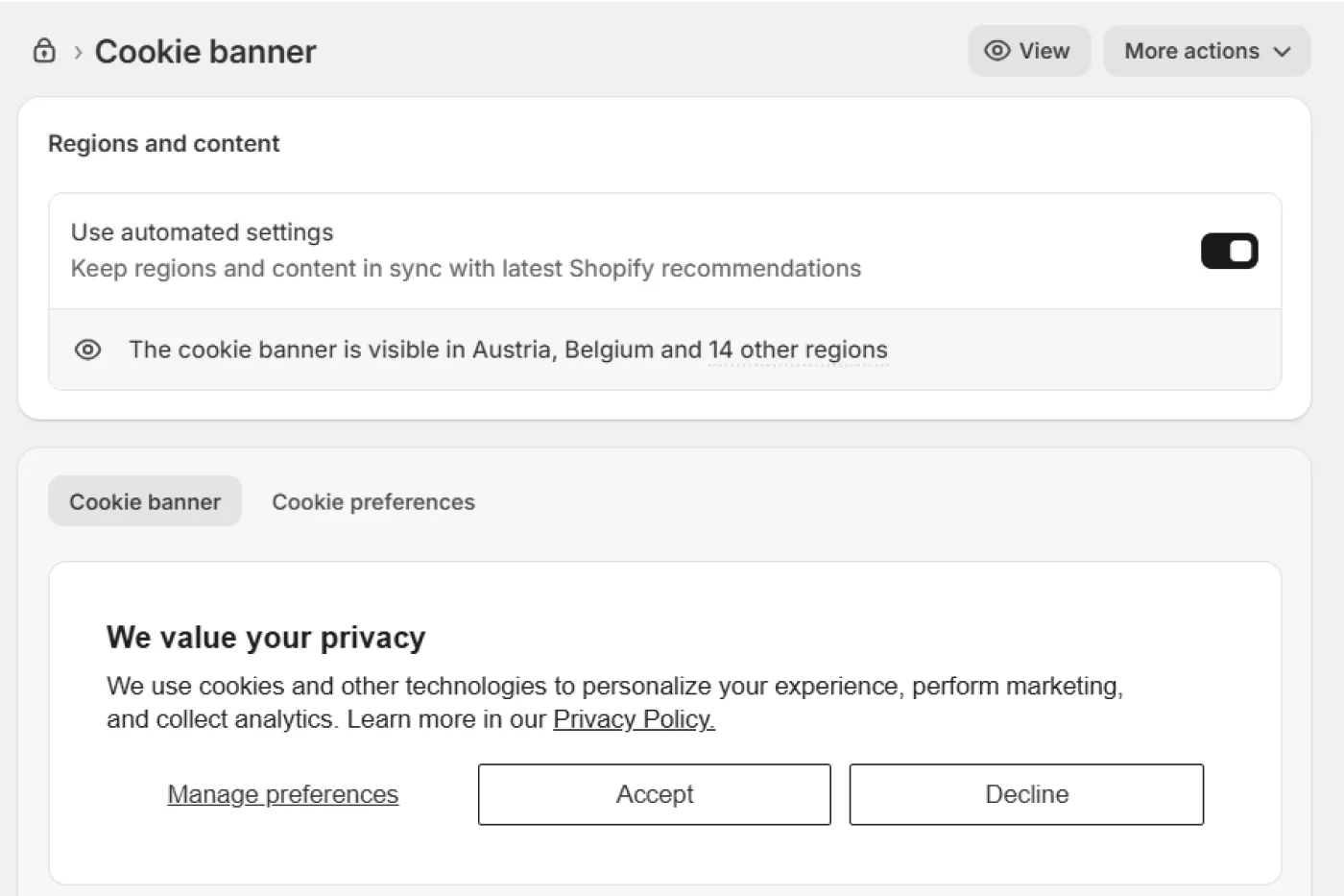 Cookie banner in Checkout Cookie banner in Checkout