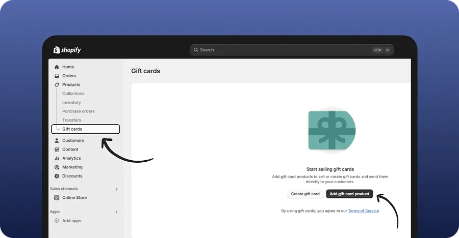 How to create a gift card in Shopify using built-in tools