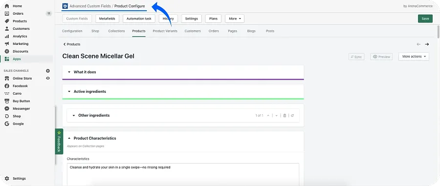 Custom fields