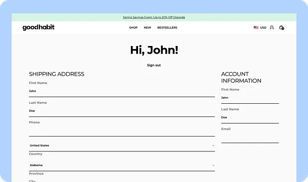 Customer account