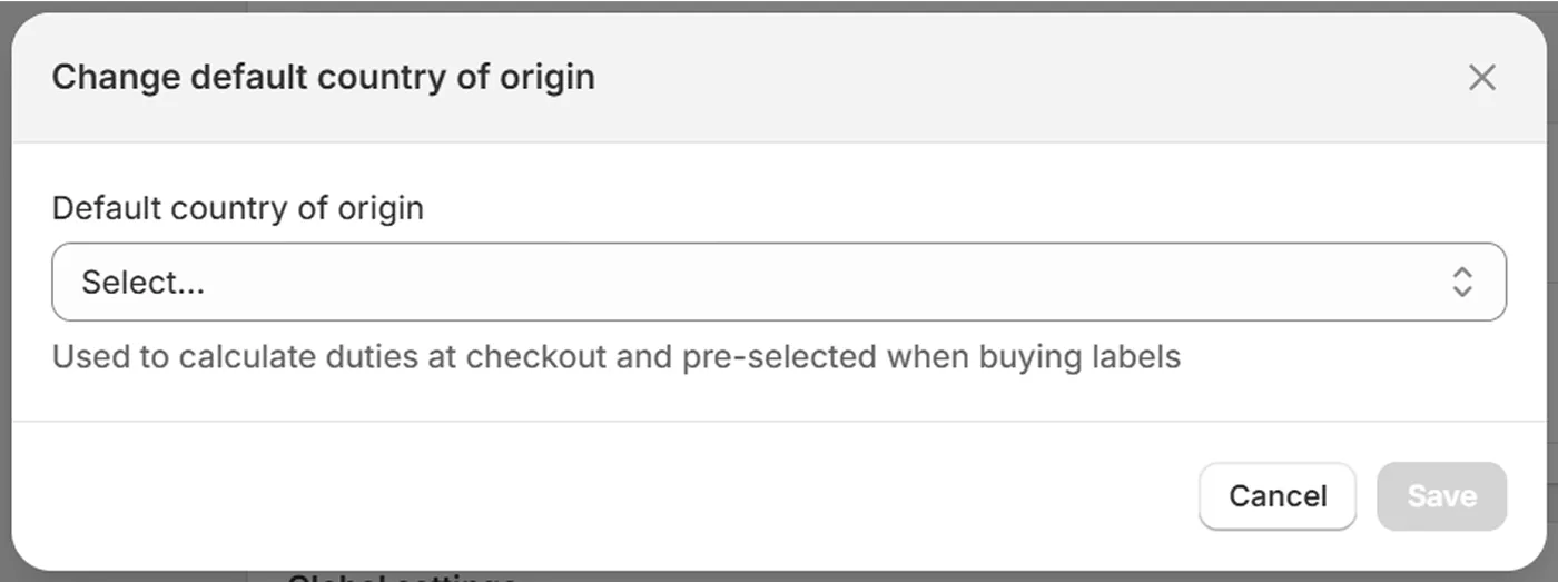 Default country of origin