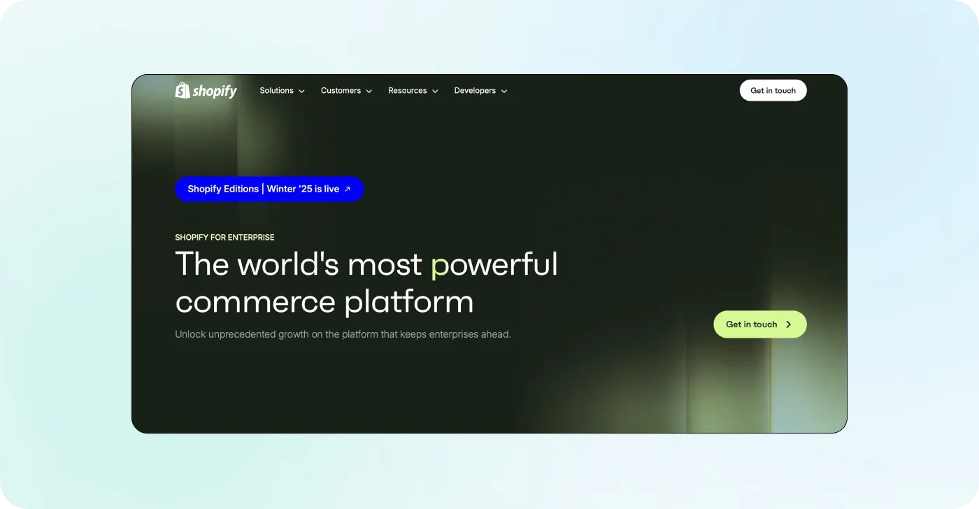 Shopify pricing plan for Enterprise commerce Shopify pricing plan for Enterprise commerce