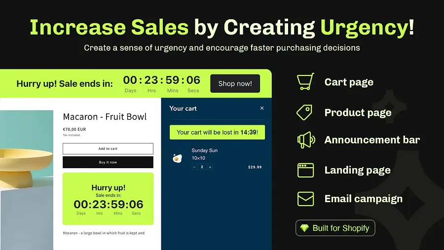 Essential Countdown Timer Bar Shopify app for urgency
