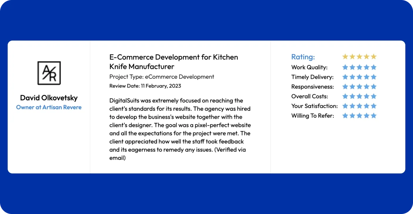 Artisan Revere feedback