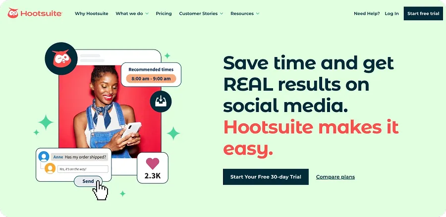 Hootsuite web page as example of 2D graphic