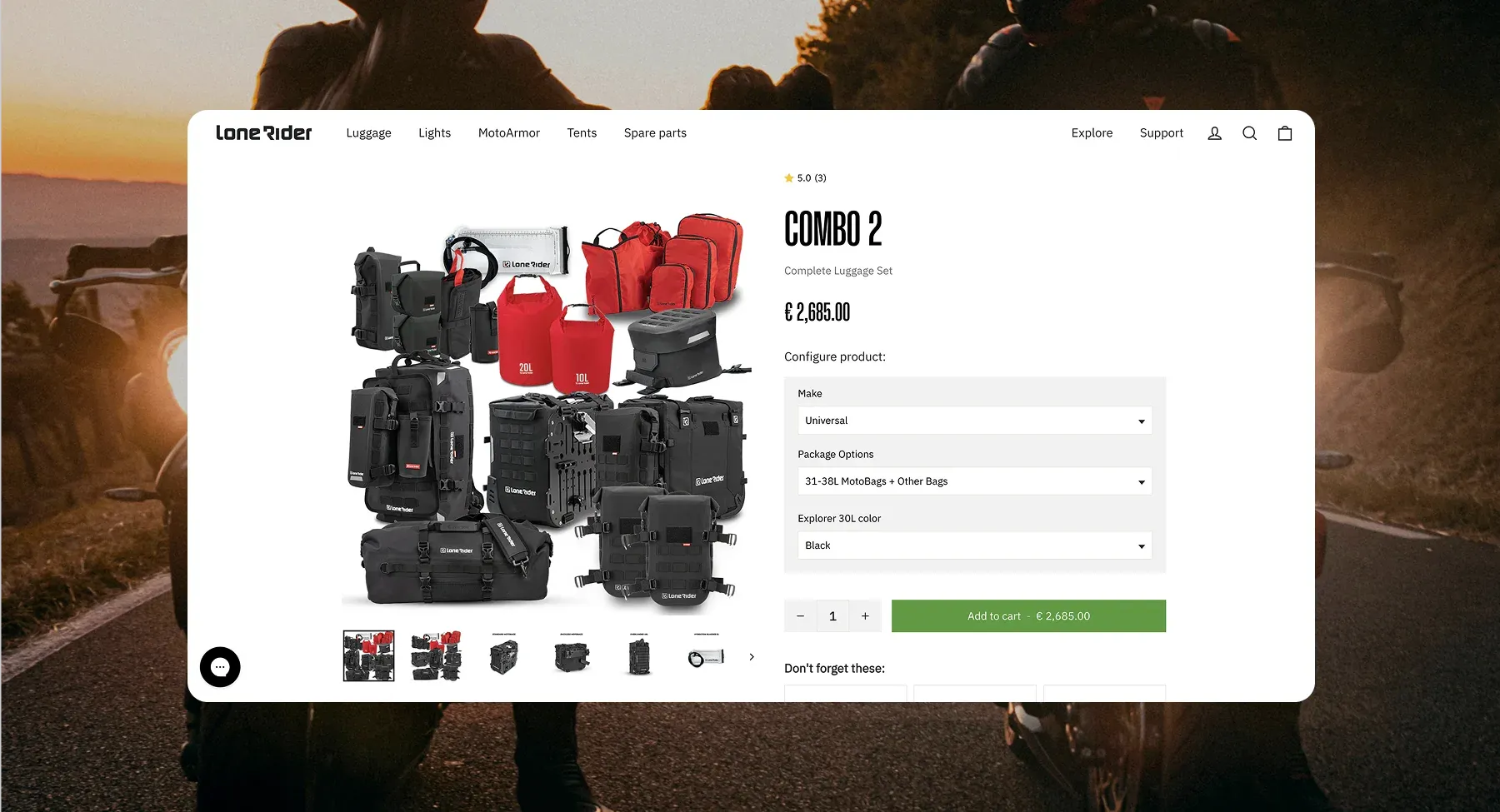 PDP improvements for motorcycle-focused equipment Shopify store
