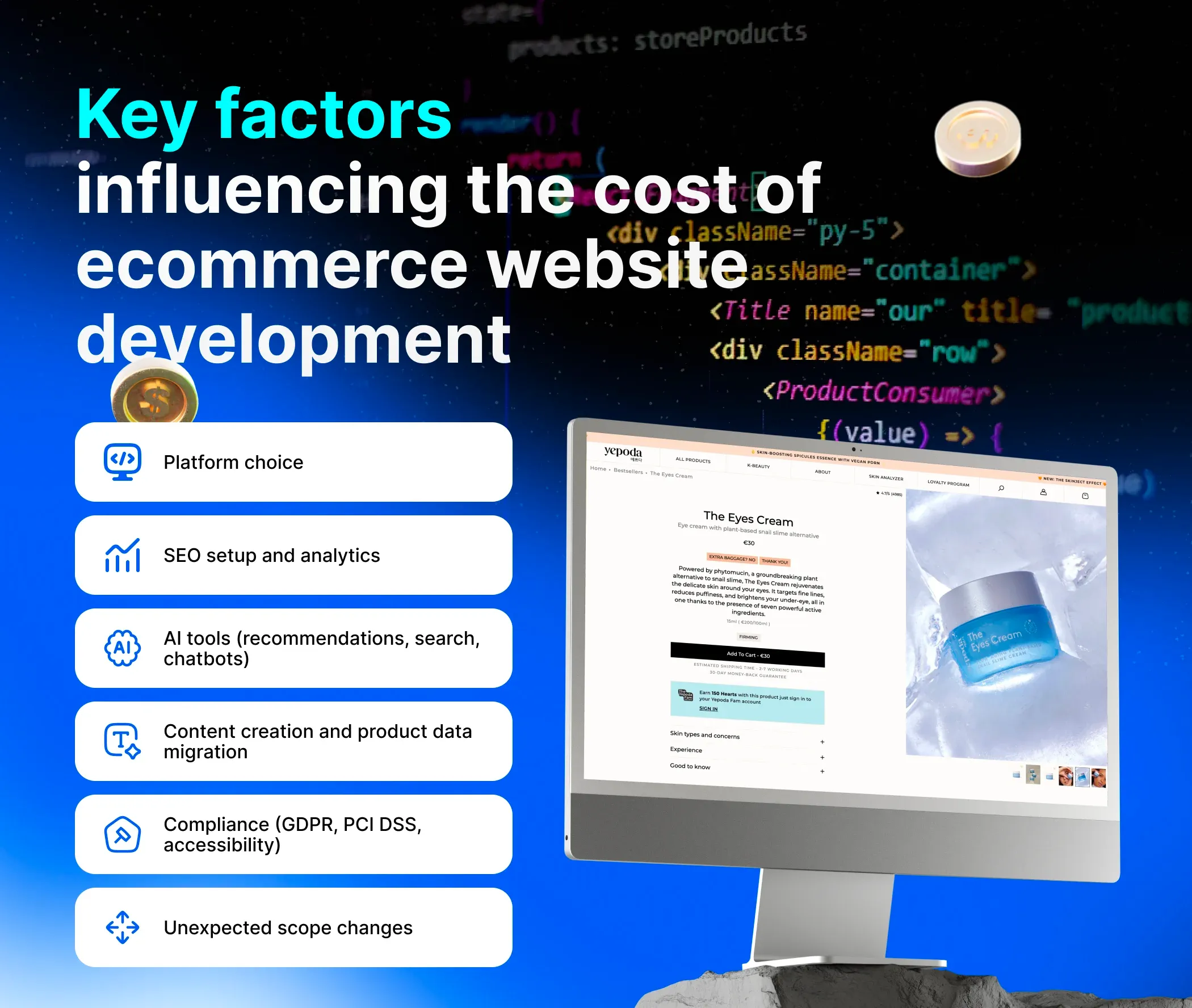 Key factors influencing the cost of ecommerce website development