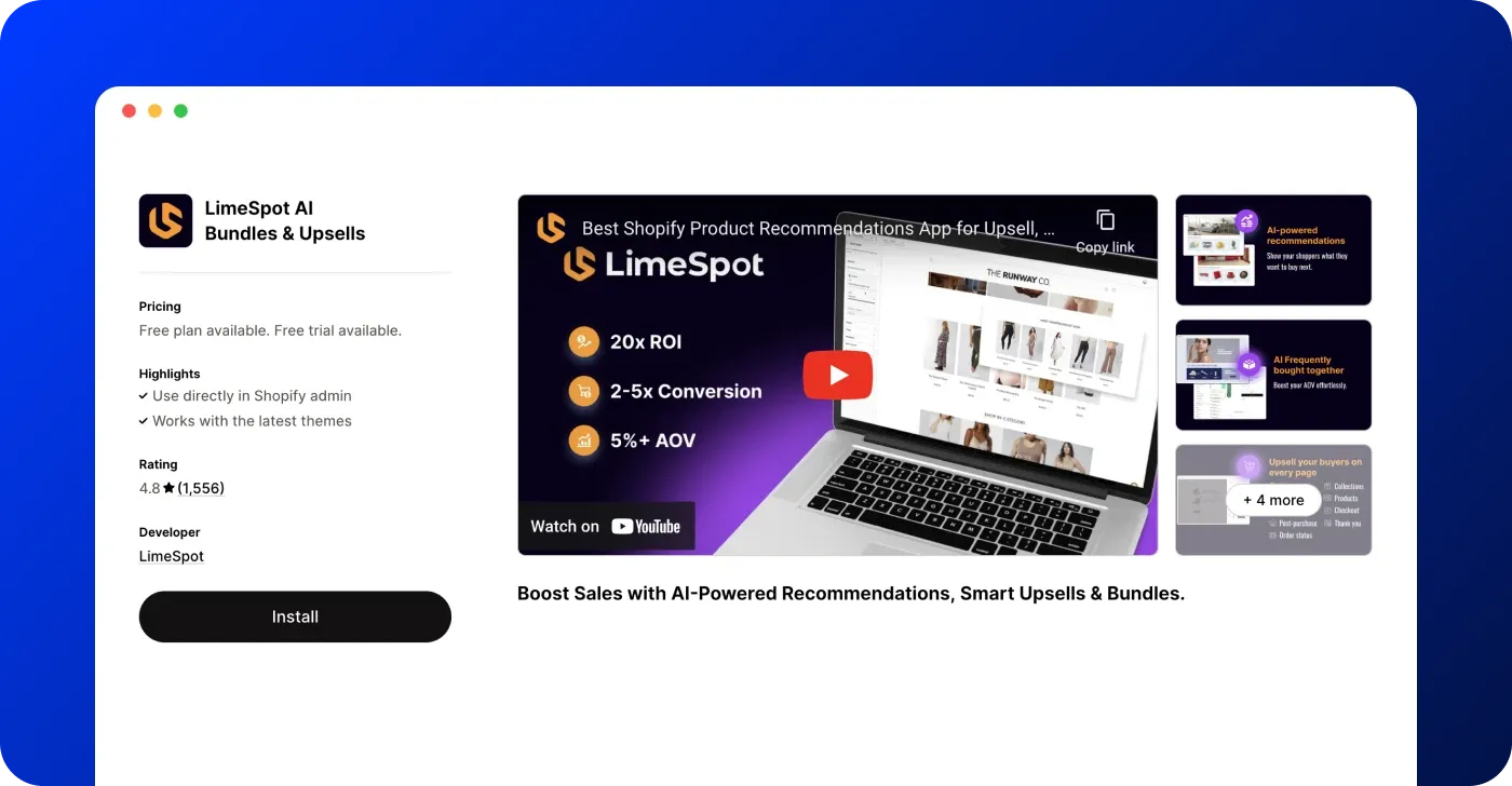 LimeSpot AI Bundles and Upsells