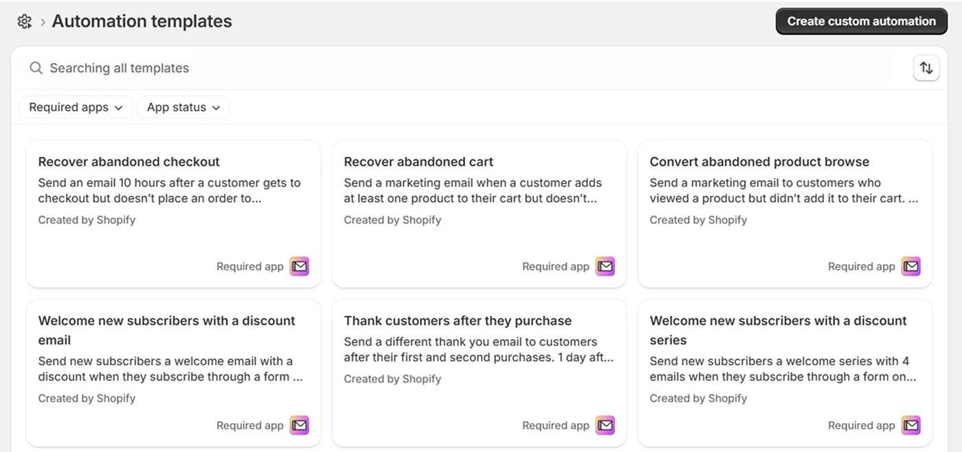 Marketing automation templates