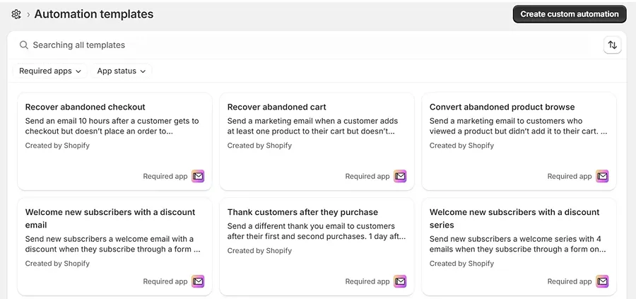 Marketing automation templates