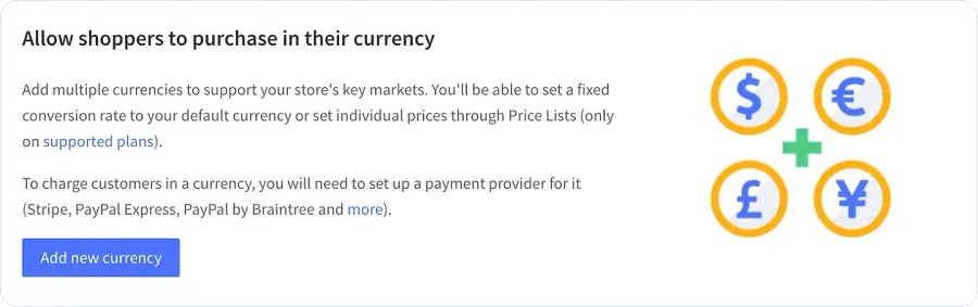 Multi-currency functionality