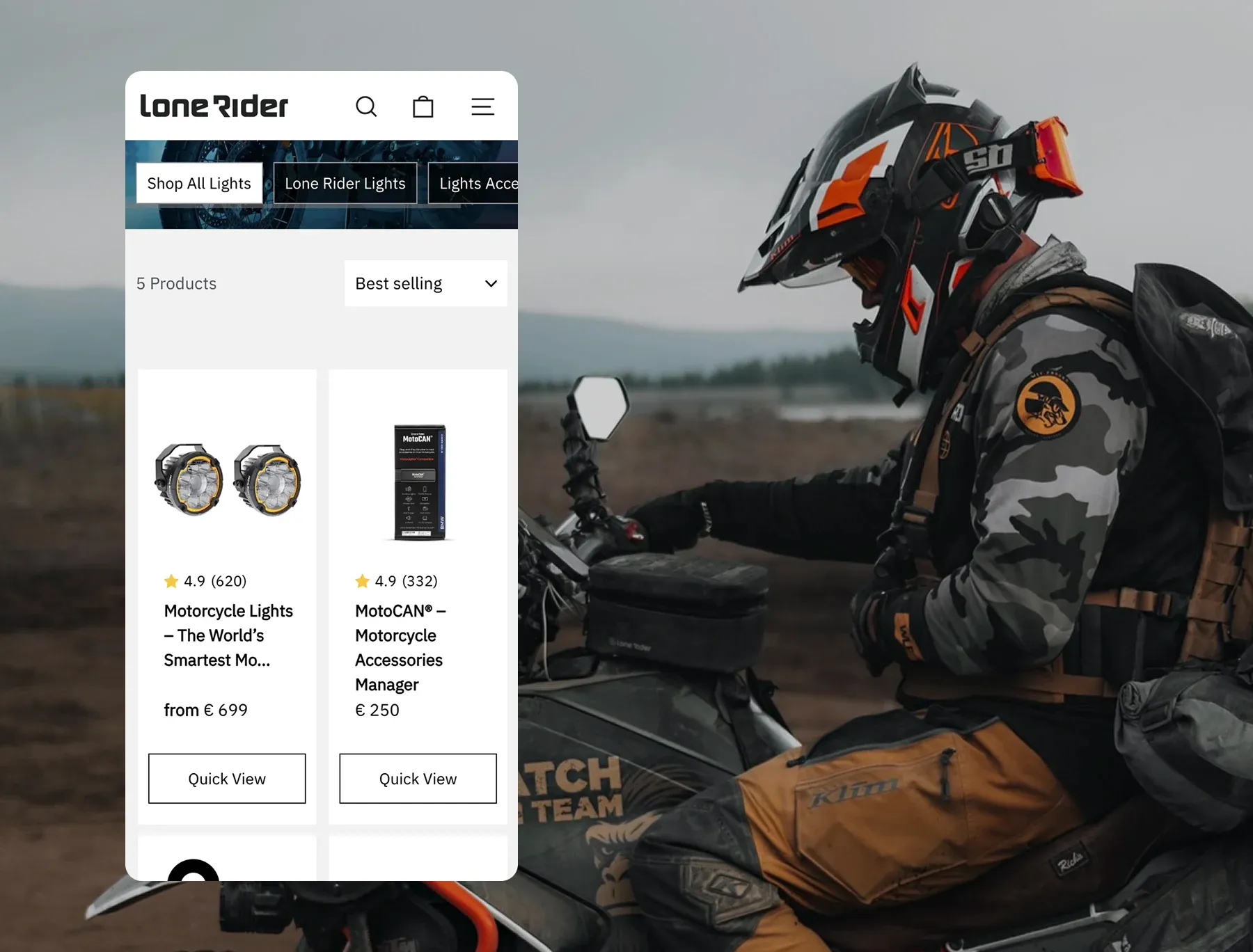 Navigation and PLP issues in a motorcycle equipment store on Shopify