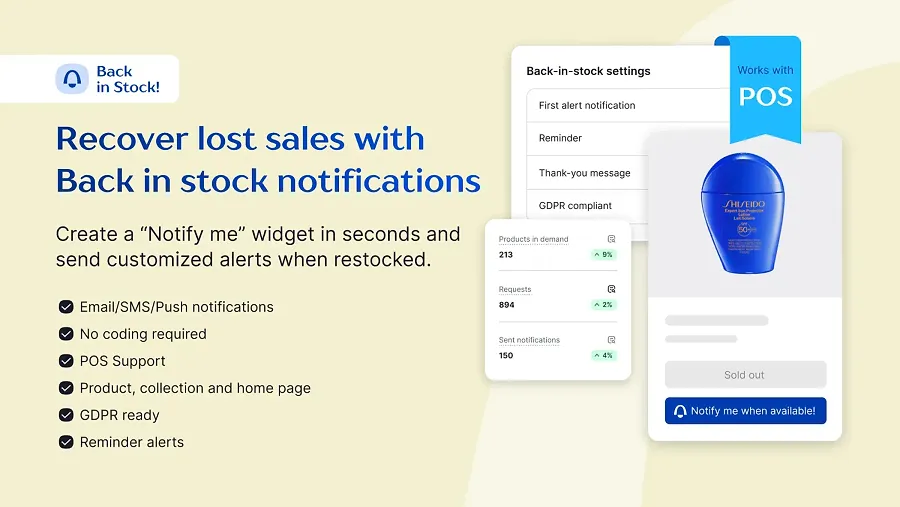 Notify! Shopify app for low stock alerts and preorders
