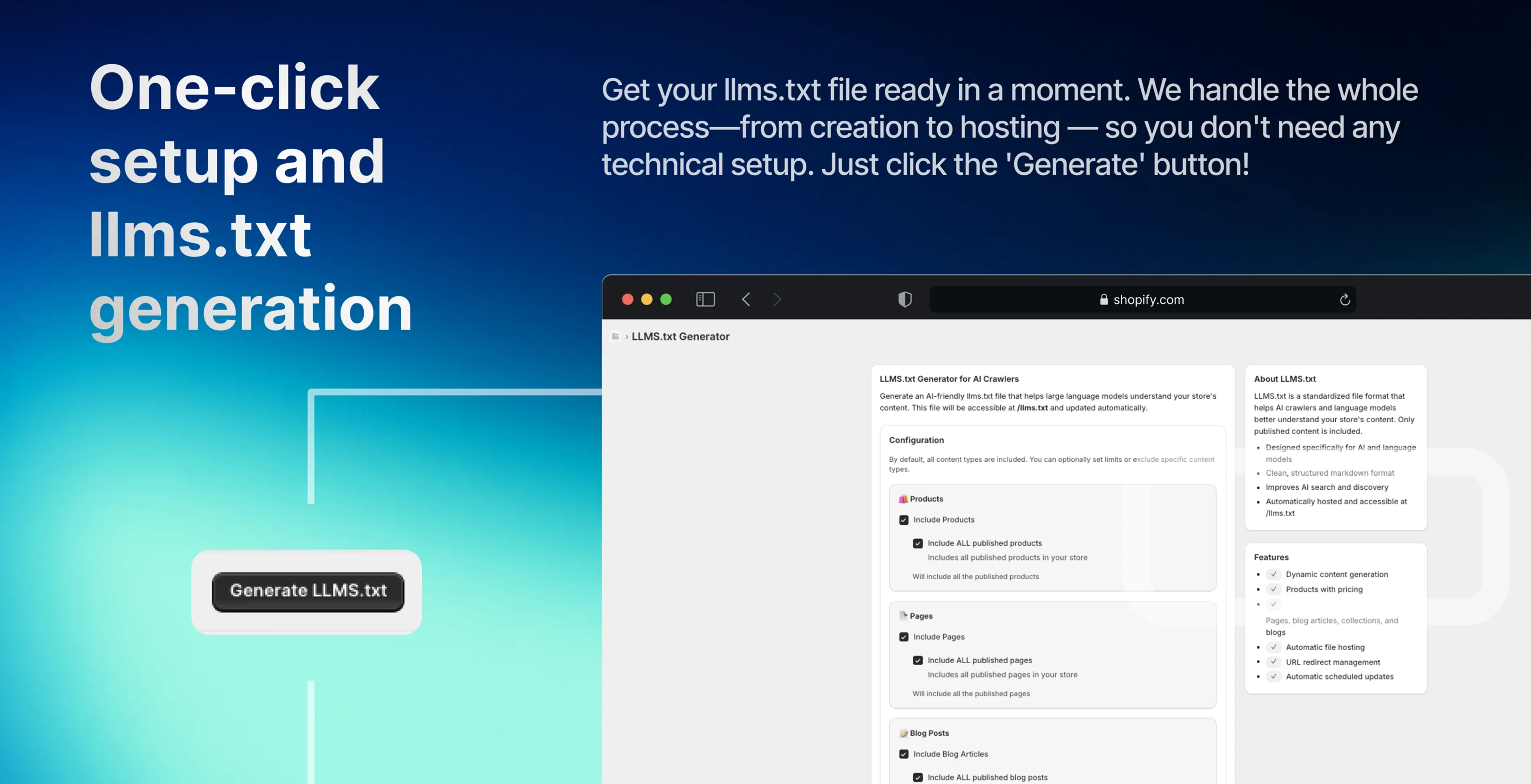 One-click llms.txt setup One-click llms.txt setup