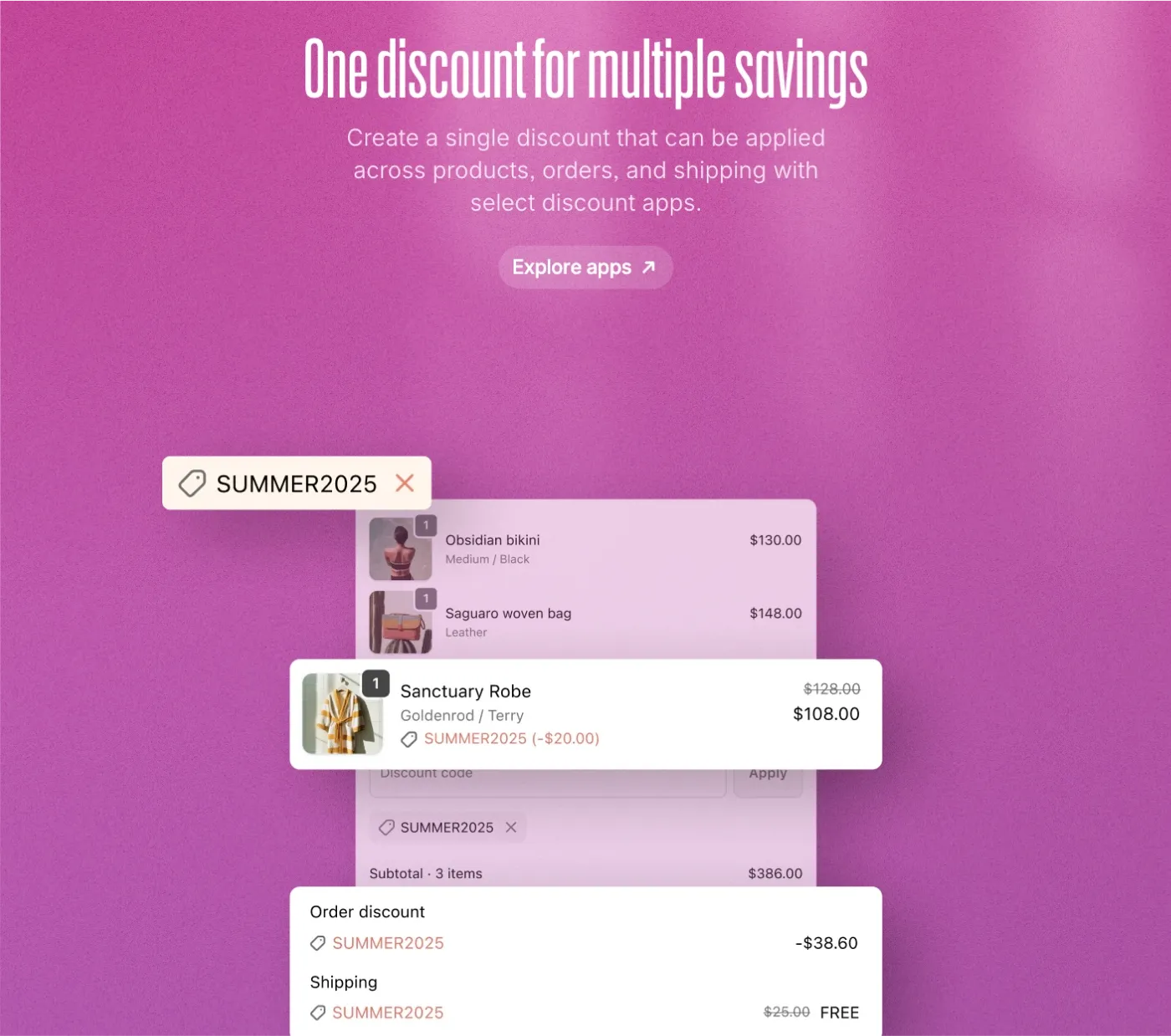 One discount for multiple savings One discount for multiple savings