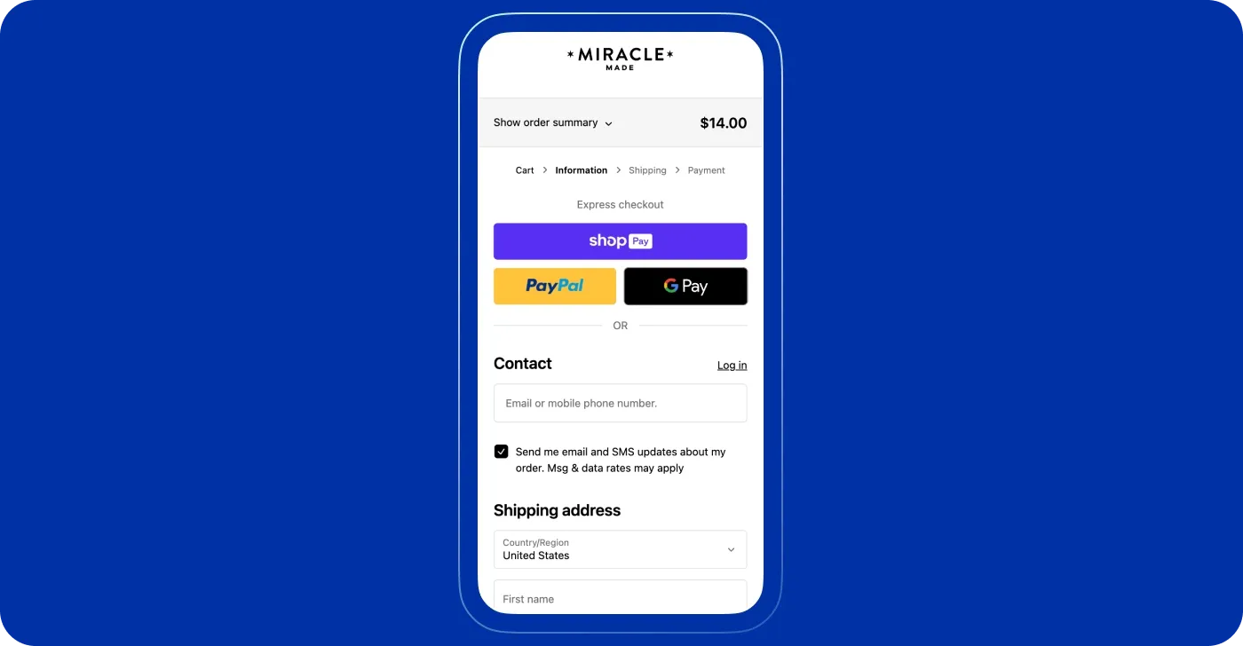 Optimize the mobile checkout page Optimize the mobile checkout page