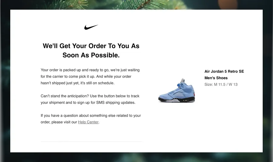Order shipping confirmation email example Order shipping confirmation email example
