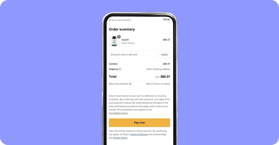 Order summary Luma Nutrition