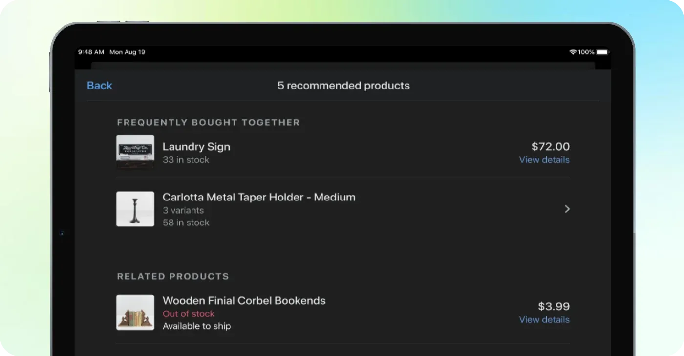 POS product recommendations POS product recommendations
