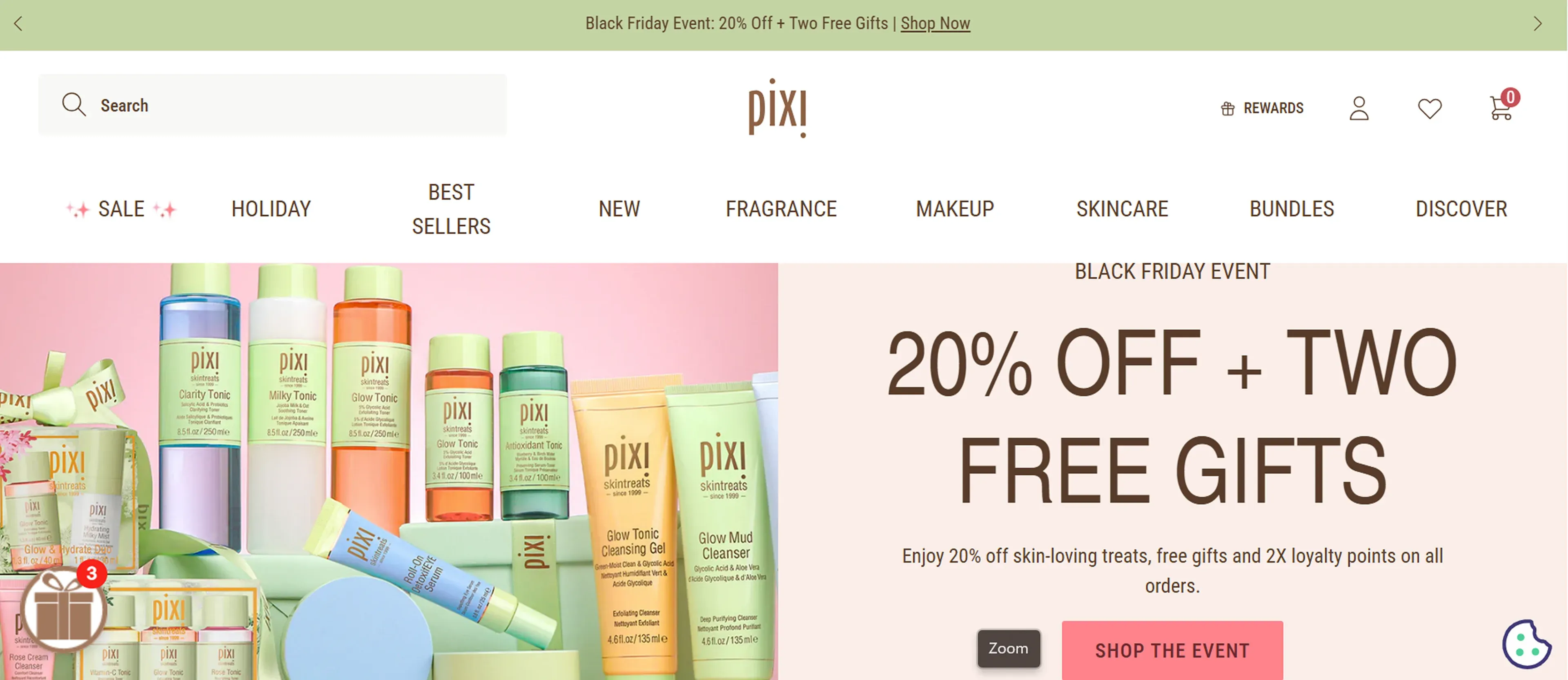 Pixi Shopify beauty store