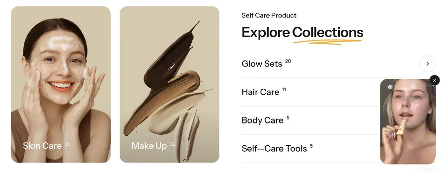 Product previews and video pop-ups by Purity