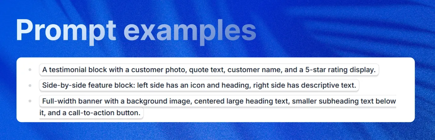 Prompt examples Prompt examples