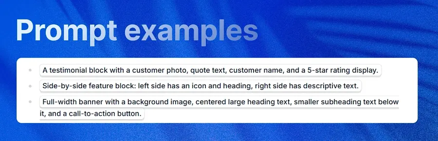 Prompt examples