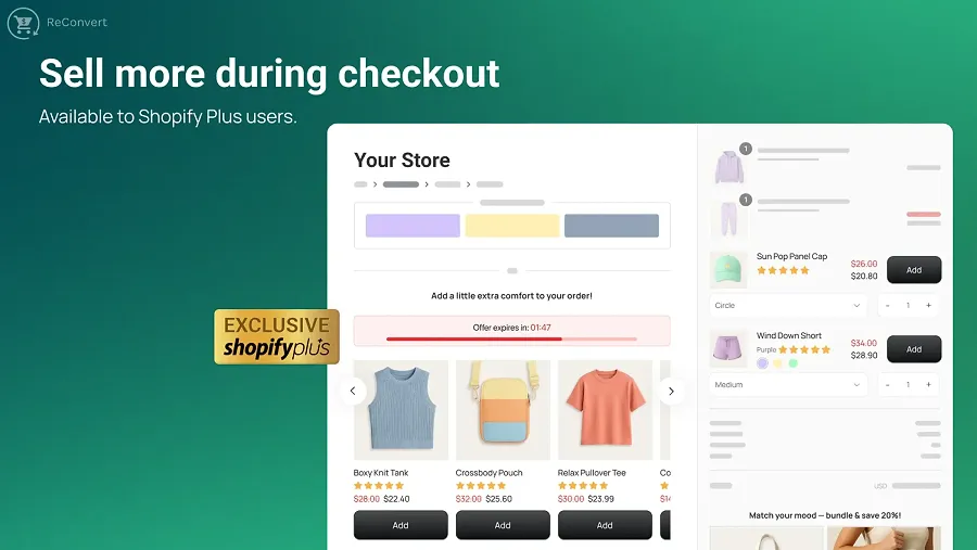 ReConvert Shopify app for upsells and cross-sells